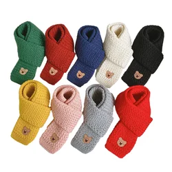 Écharpe en tricot ours mignon pour enfants, écharpes chaudes pour bébé, châle coréen pour garçons et filles, écharpes d'extérieur pour la présidence des enfants, accessoires de maintien au chaud, hiver