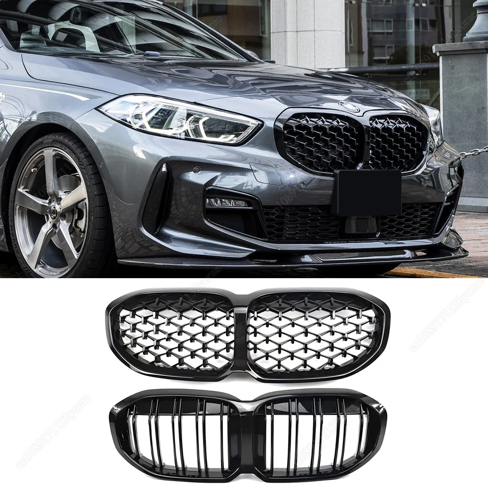 

Car Front Radiator Grid Bumper Kidney Grill Grilles For BMW 1 Series F40 2019-2024 Hacthback ABS Gloss Black Bodykits Tuning
