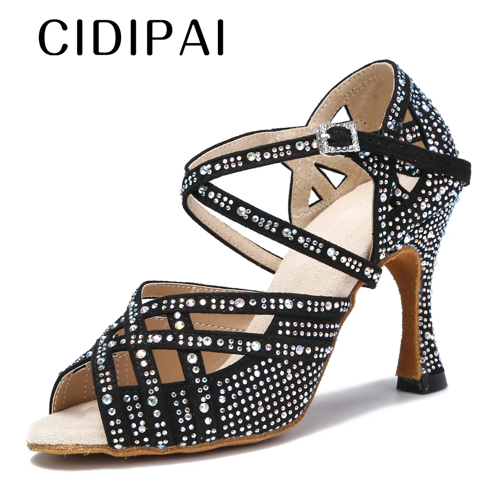 CIDIPAI-Chaussures de danse latine pour femmes, chaussures de danse tango salsa pour filles, talons de danse de salon, chaussures de mariage rouges, sandales de fête