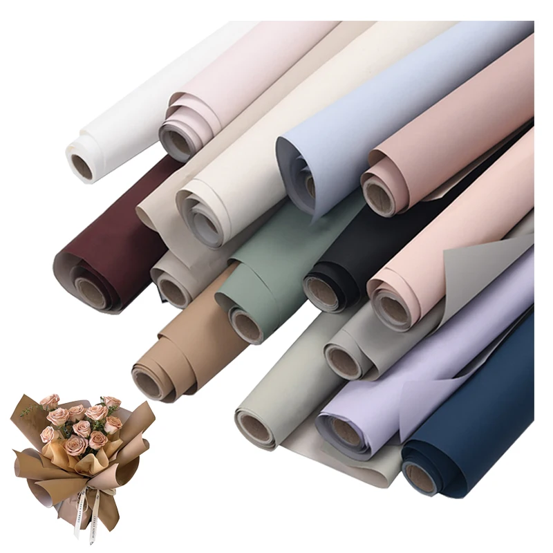 Thick Roll Paper for Flower Bouquet Wrapping, Velvet Floral Packaging Material, Matt Color, Peach Skin, 6 Yard