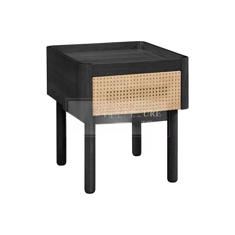 yjq Nordic solid wood rattan bedside table bedroom simple modern light luxury storage bedside cabinet locker