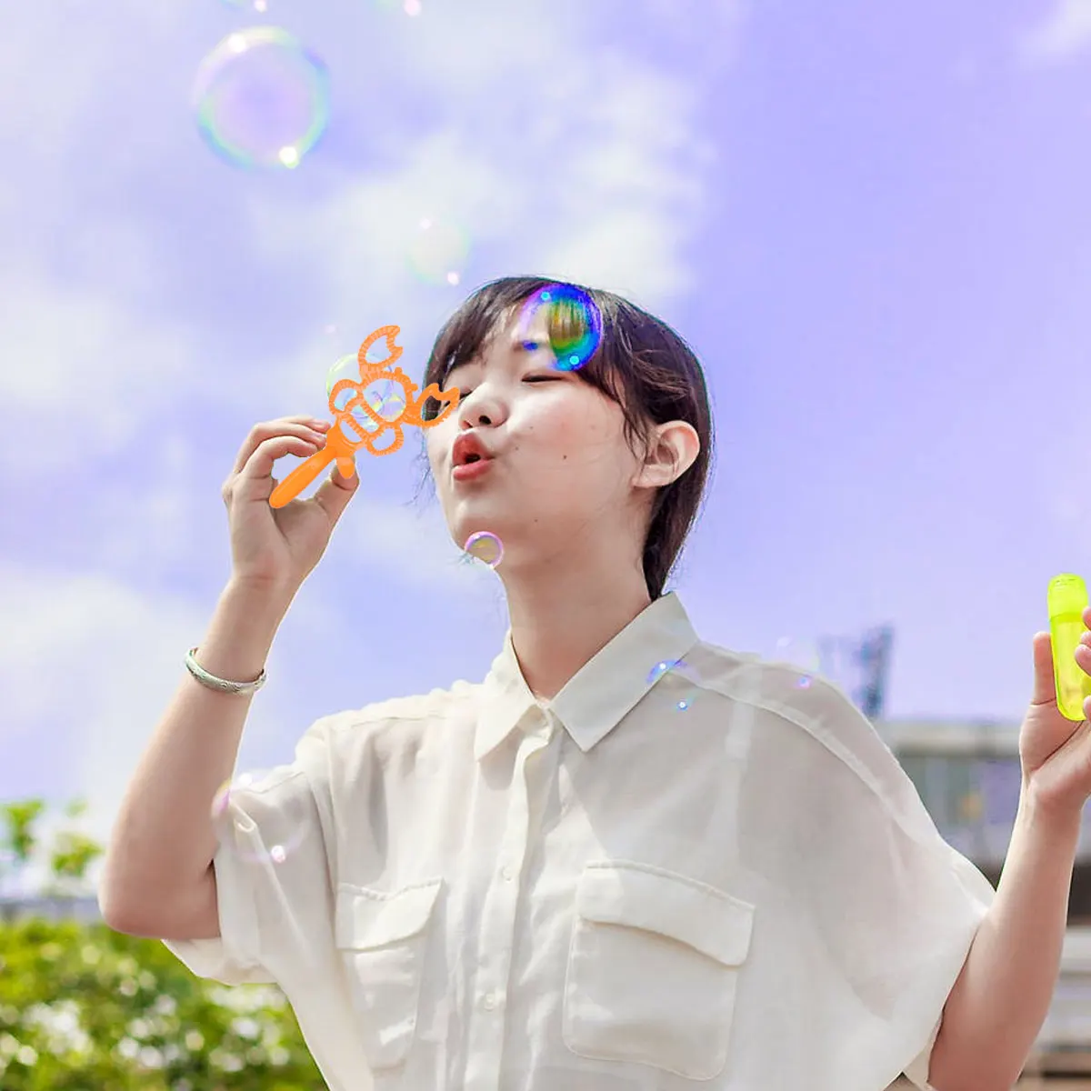 

16 pcs Bubble Stick Set Kids Beach Accessories Funny Toy Water Making Wands Lightweight Summer Outdoor Activities Crab Shape