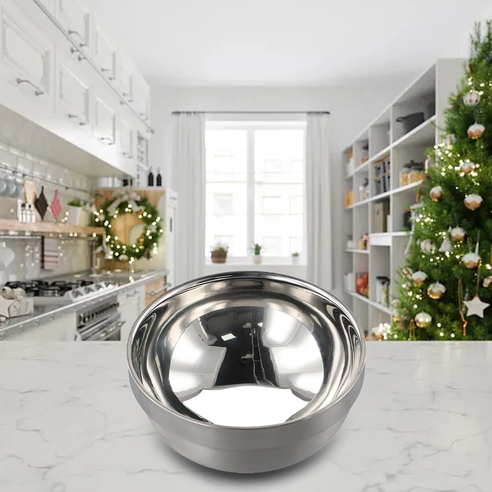 Double Wall Stainless Steel Bowl for Serving Salad Rice Dipping Sauce Soup and Other Foods in Home Restaurant or Catering Setup