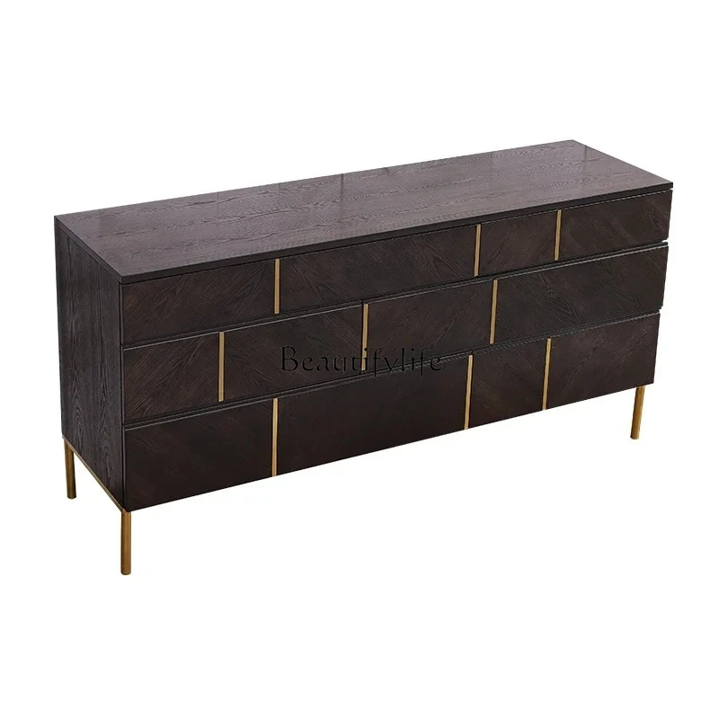 

American modern light luxury, living room furniture decorative drawer cabinet, bedroom solid wood walnut, storage cabinet