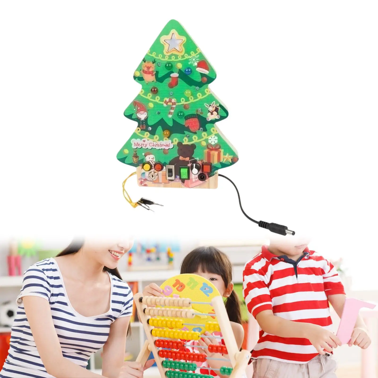 

Christmas Busy Board with LED Light Sensory Toy Toggle Switch Developmental Toy