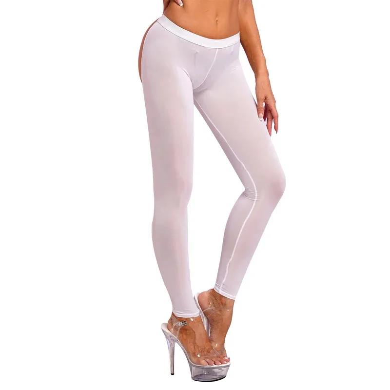 Sky01 Womens Low Waist Open Butt Stretchy Leggings Solid Color Cutout Elastic Waistband Skinny Pants Lingerie NightwearSd01$