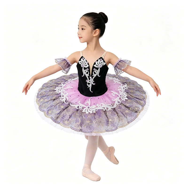 

11 layer Nutcracker group dance tutu black purple Gradient pre-professional ballet dress costume girls pancake tutu stage