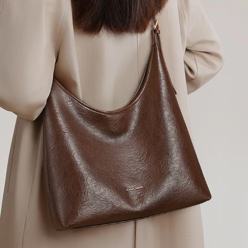 

Women's High-quality Cowhide Bag New Casual Simple Head Layer Cowhide Shoulder Bag Women Versatile Large Capacity Handbag