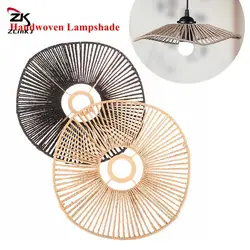 Ręcznie tkana lina abażur Boho wisiorek lampa klosz do jadalni Retro rustykalny DIY abażur