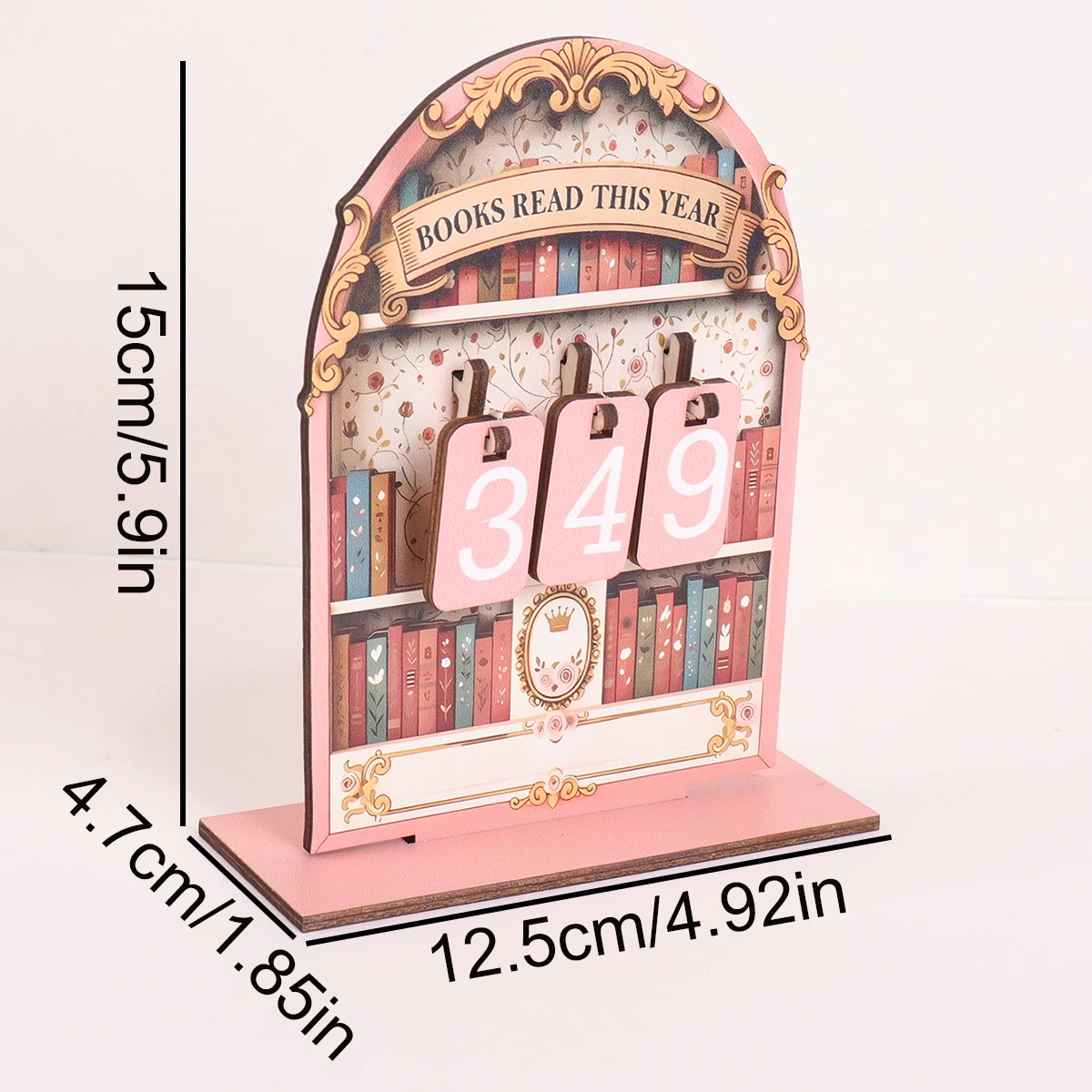 Wooden Book Reading Record Display Rack, This Year's Book Reading Challenge Counter, Gift for Book Lovers, Bookshelf Decoration