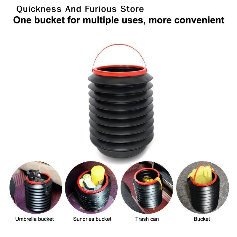 4L Foldable Car Multifunctional Telescopic Waste Bins Storage Bucket With Lid Portable Trash Can Household Kitchen Car Supplies