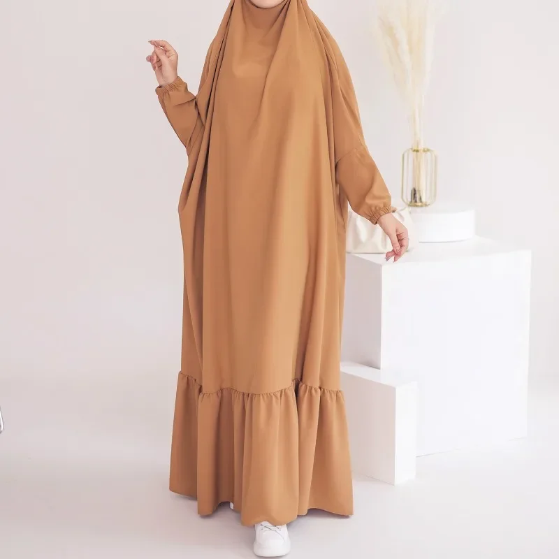 Robe abaya pour le ramadan islamique, robe monochrome pour femmes, robe longue décontractée et chaude, vêtements d'automne et d'hiver, 2021