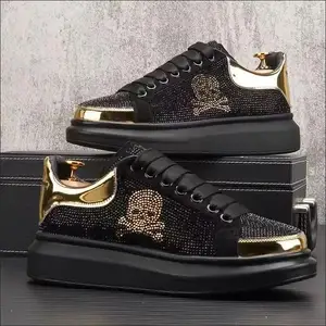 Männer mit atmungsaktiven Schädelschuhen, Vulkanisierung lässige Schuhe, dicker Hintergrund, Strasssteine, Tragenresistent, Sportschuhe, Herbst, neuer Verkauf 12 Hauptverkaufssneaker Schädel - №7