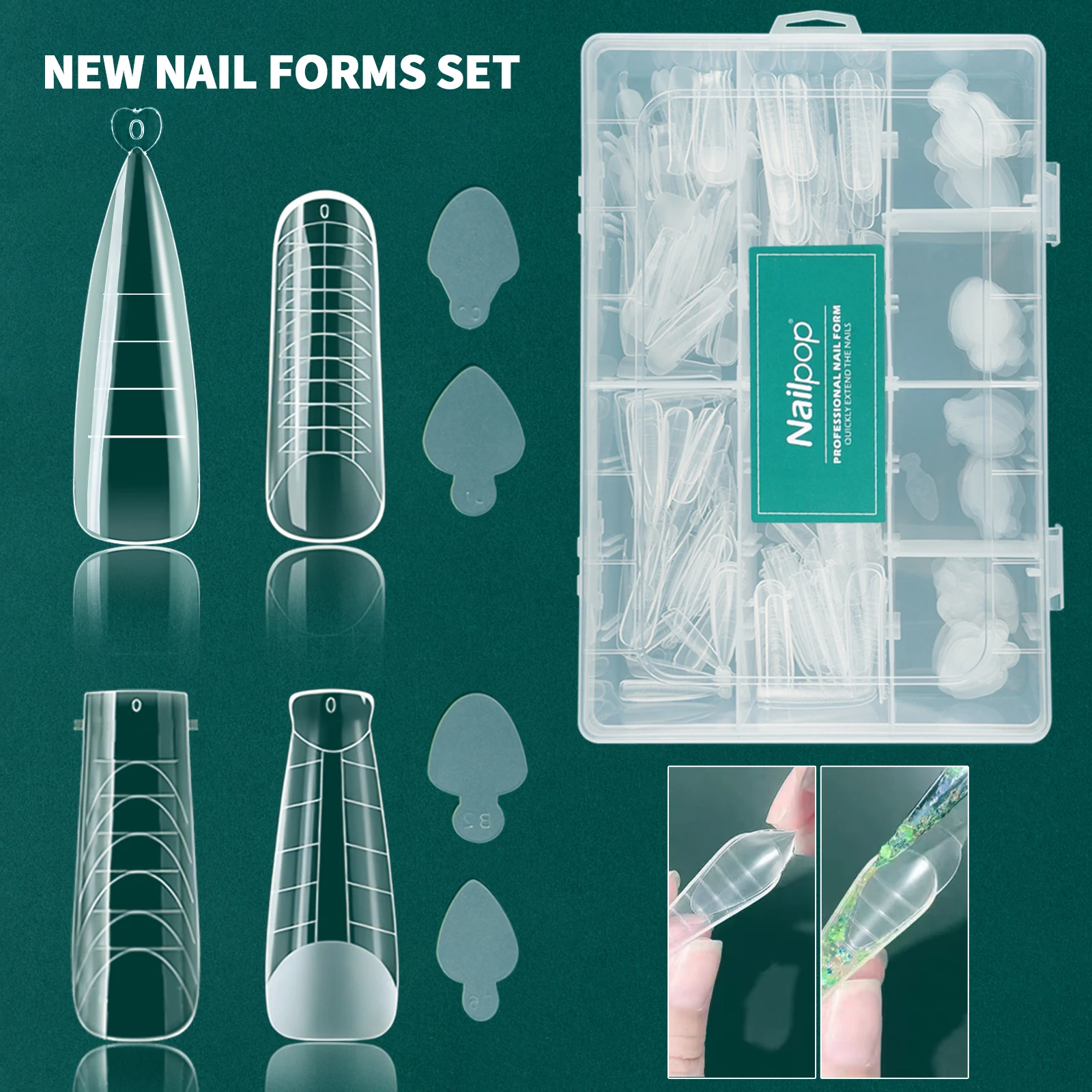 Nailpop Duet System Dual Form Set do manicure French Manicure Square Almond Reuse Silicone Nail Sticker Top Mold Nail Art Tool