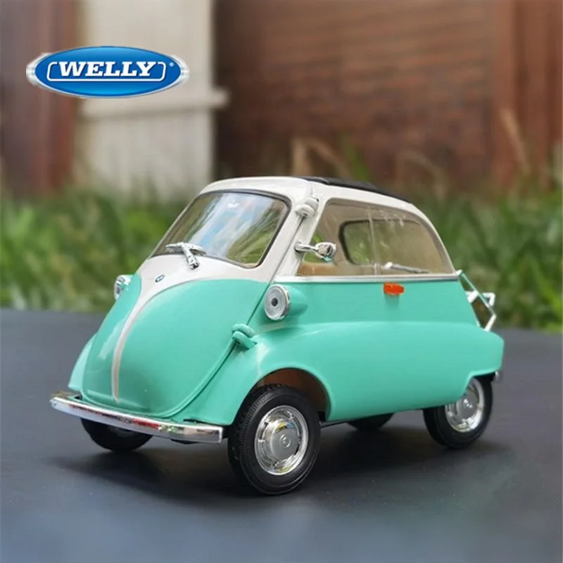 

WELLY 1:18 BMW Egg Isetta, мини-модель автомобиля из сплава, литой под давлением металлический классический автомобиль, модель автомобиля, коллекция моделирования, детская игрушка в подарок