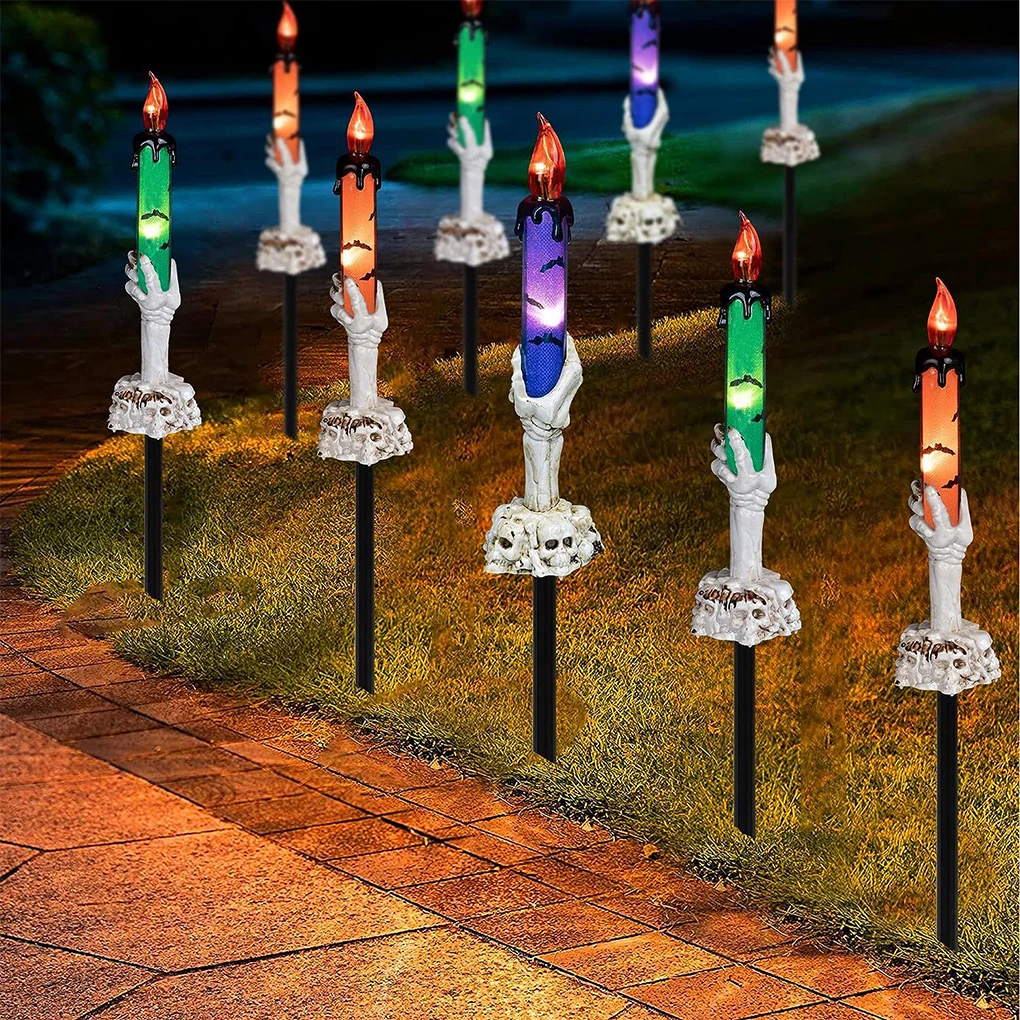 Halloween Candle Lights Candlestick Lights Halloween Decoration Props Garden Courtyard Decoration Skeleton Hand Lamp