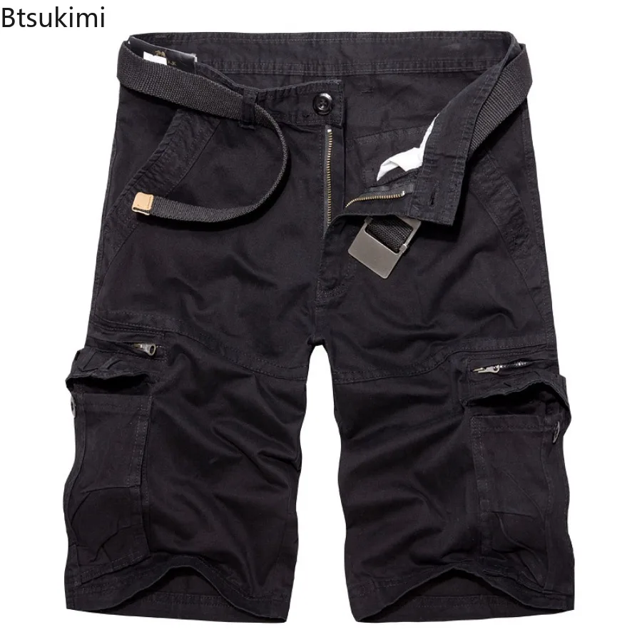 2025 Summer Men's Cotton Cargo Shorts High Quality Men Outdoor Loose Casual Sport Shorts Oversized Multiple Pockets Homme Shorts