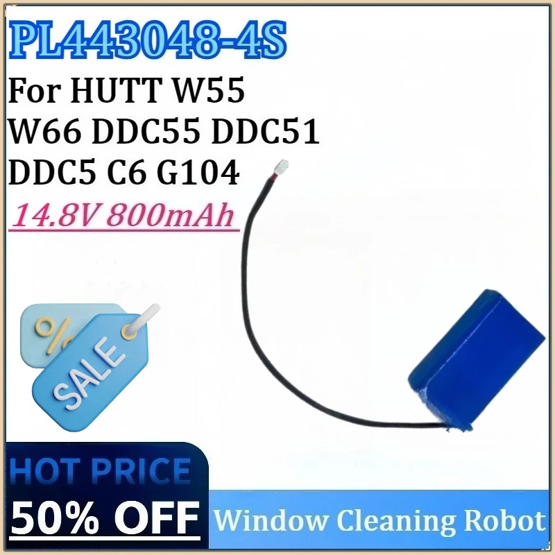 

PL443048-4S 14.8V 800mAh 11.84Wh High-Capacity Window Cleaning Robot Li-Ion Battery for HUTT DDC55 DDC51 W55 W66 DDC5 C6 G104