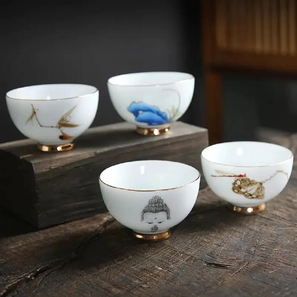 

Ceramic Jade Porcelain Tea Cup Set, White Porcelain Kung Fu Tea Set, Small Single Cup, Home Owner