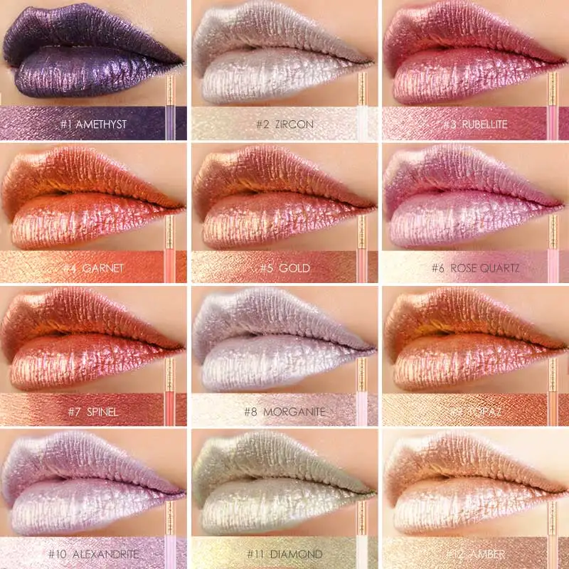 FOCALLURE 12 Color Chameleon Lip Gloss Shiny Matte Long Lasting Bright Moisturizing Liquid Lipstick Beauty Lips Makeup Cosmetics