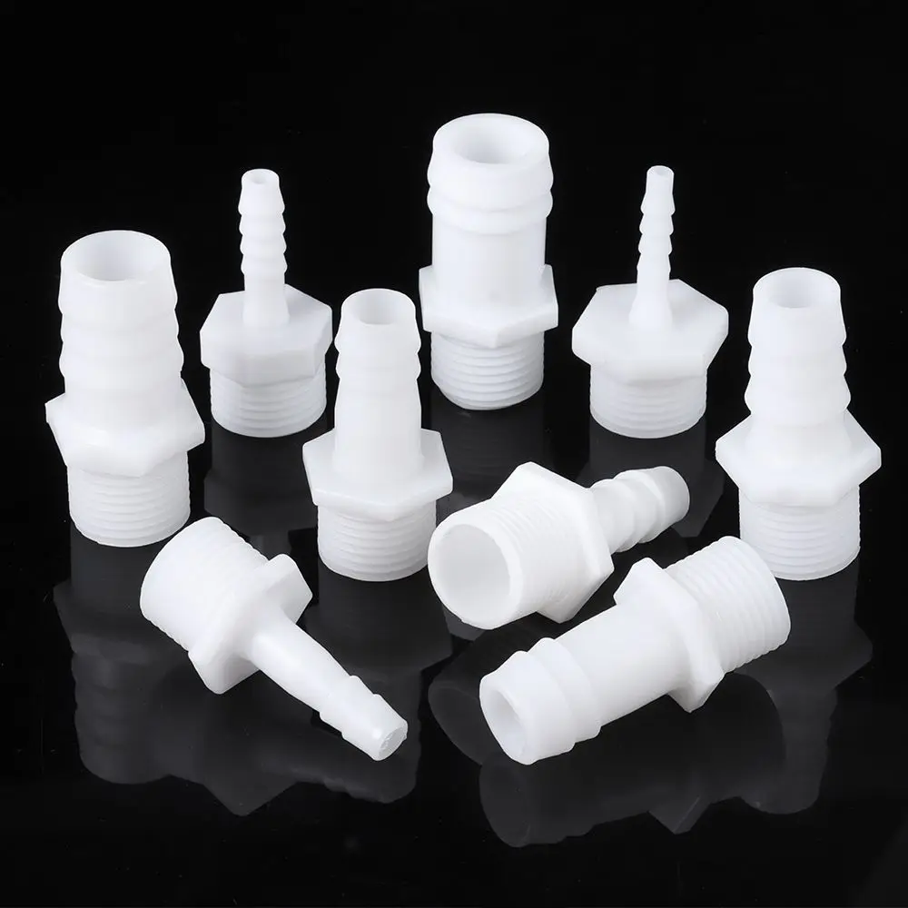 

1/10 шт. 1/2 дюйма с резьбой на зазубрину 4/6/8/10/12/14/16/18/20 мм пластиковые соединительные фитинги для шланга, система капельного орошения, соединитель для труб