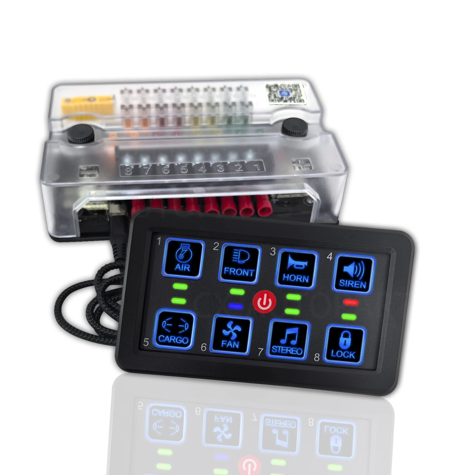 

12V Led 8 Gang Bluetooth Switch Panel On-Off Momentary Toggle Touch Control Relay System with 60A Circuit Breaker for SUV RV ATV