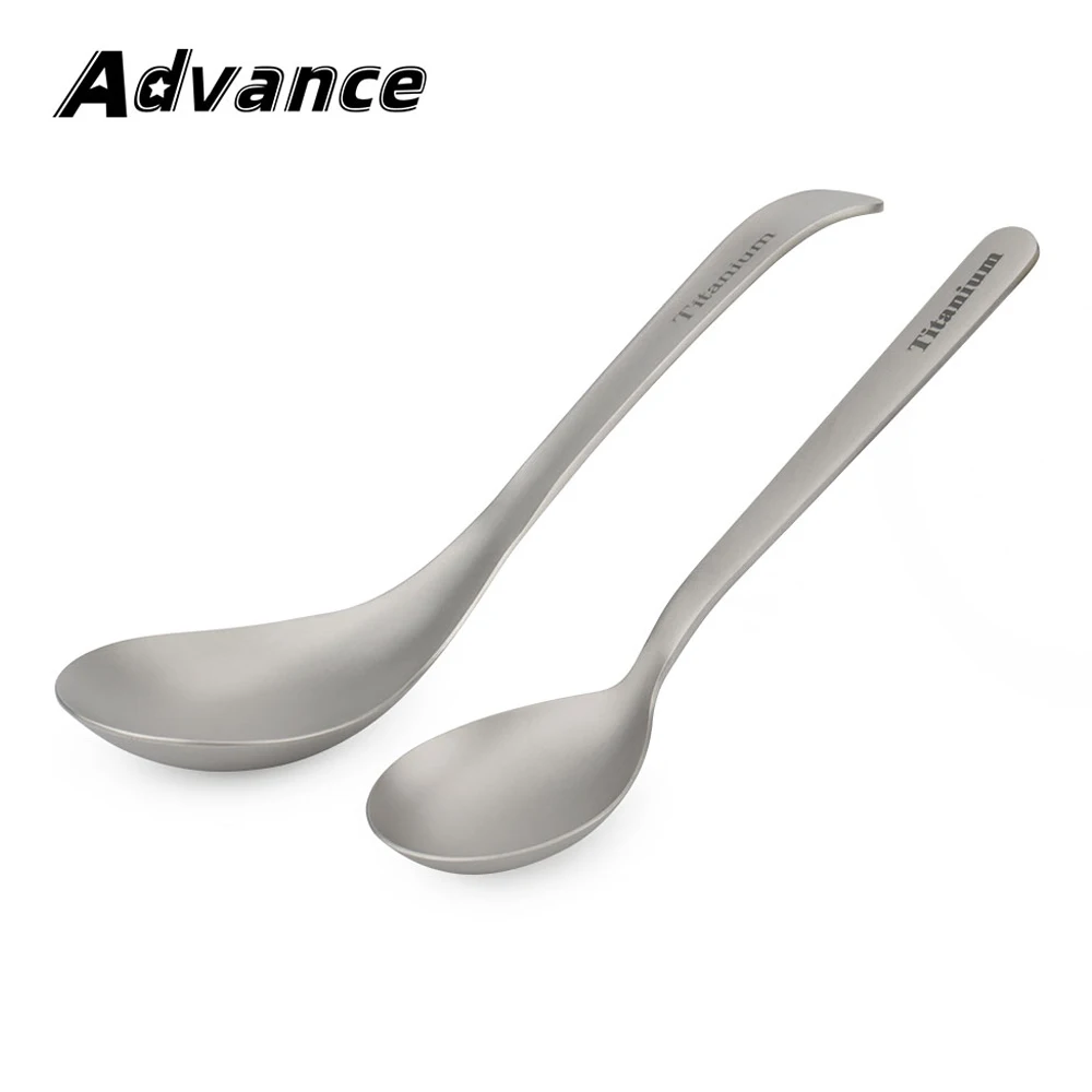 S/L Titanium Alloy Spoon Outdoor Camping Food Spoon Lightweight Portable Picnic Tableware Soup