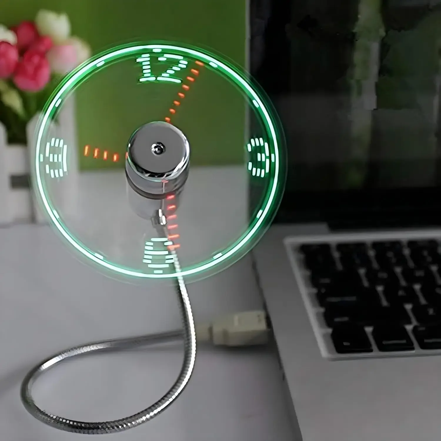 

LED USB Clock Fan with Real Time Display Function,Stocking Stuffers for Men Christmas Gadgets,Father