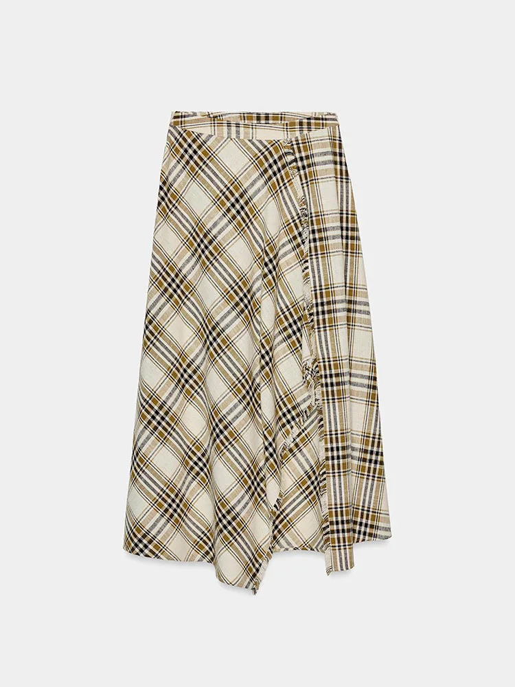 

Spring 2026 High Waist Asymmetric Midi Skirt Women's Faion New Arrival Versatile Cheered Ele Sle Ladies' Dr