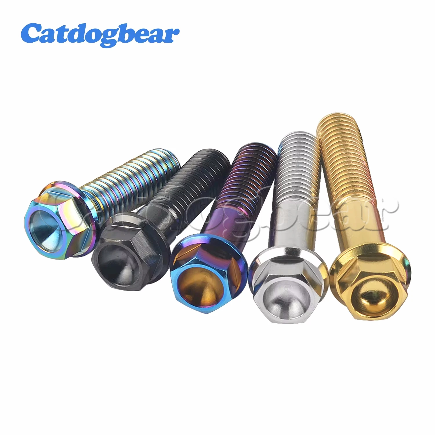 Catdogbear-tornillos de cabeza de brida hexagonal para bicicleta y motocicleta, tornillos de titanio de 4 piezas M8X15 20 25 30 35 40 45 50 55 60 65mm