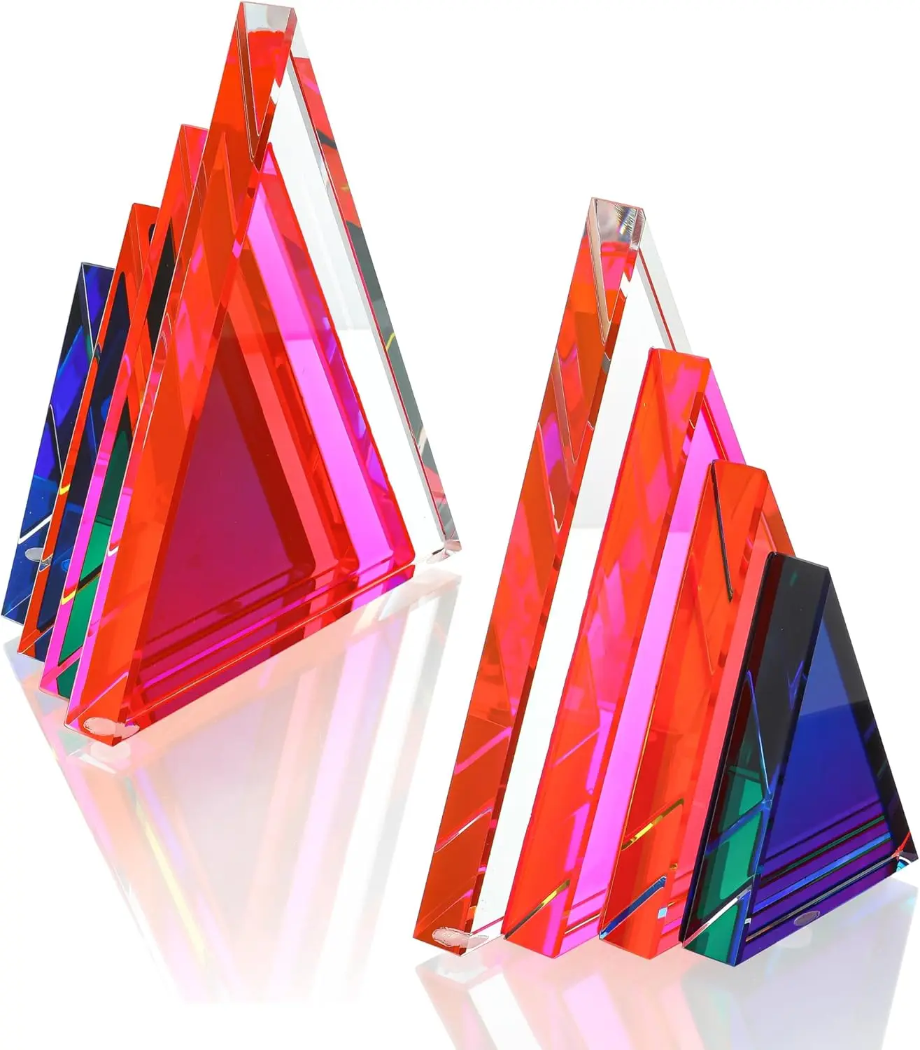 

1Pair 3Lbs Crystal Bookends for Shelves Decorative Glass Bookends for Heavy Books Geometric Triangle Shape Non-Skid Book