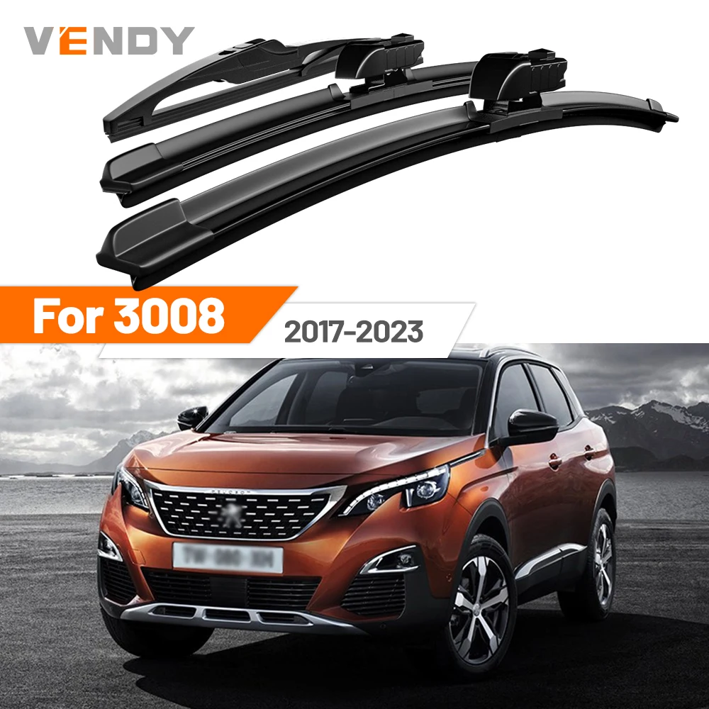 

For Peugeot 3008 2017-2023 2018 2019 2020 2021 2022 Front & Rear Windshield Wiper Blades Windscreen Wipers Set Accessories