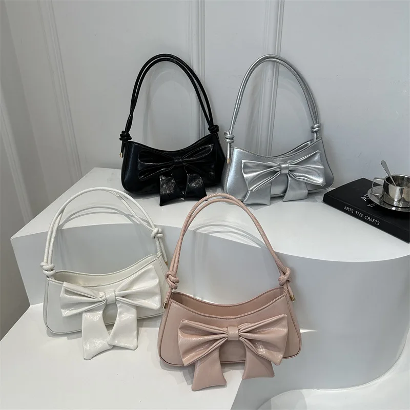 

2025 New Luxury Bow Mini Square Bag for Women, Vegan Leather Underarm Shoulder Crossbody Purse, Elegant Chic & Lightweight