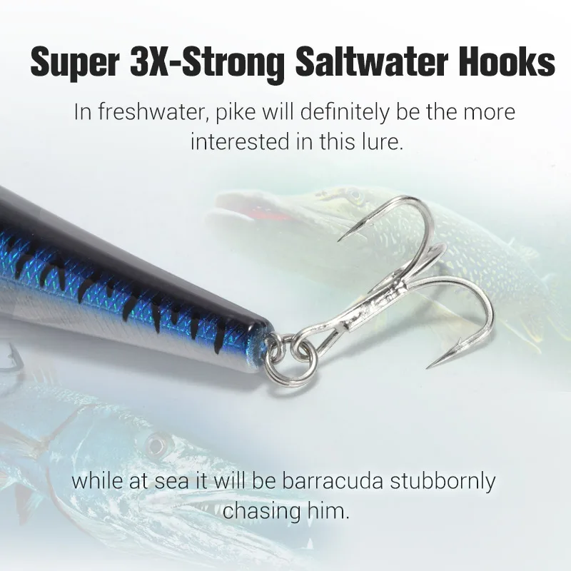 Noeby 150mm 23g Floating Jerkbait Minnow Fishing Lure Saltwater Wobblers Artificial Bait for Pike Bass Slim Lance Fishing Lures