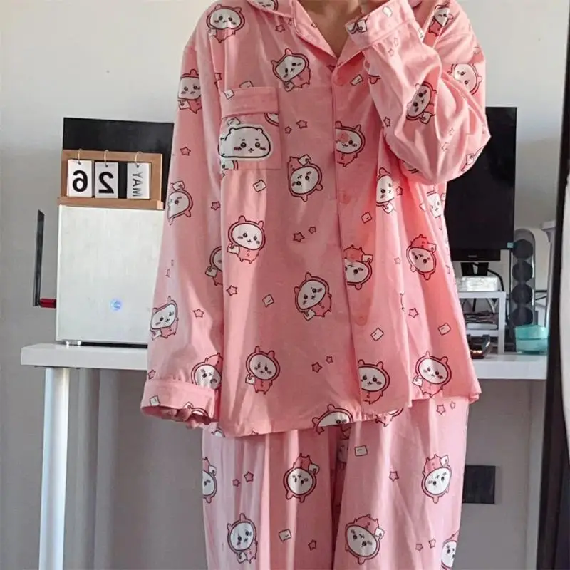 New Anime Kawali Chiikawas Pajamas Long Sleeve Pants Set Cartoon Cardigan Home Clothing Ins Cute Toys Birthday Gift For Girls