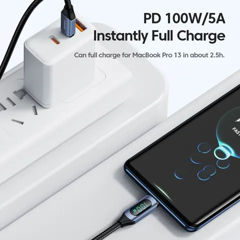 Кабель Toocki USB Type-C 100 Вт для быстрой зарядки — детальный вид товара