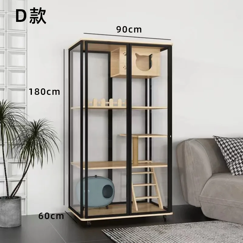 Cat Villa Large 360 degree view glass cat cage display cabinet at room