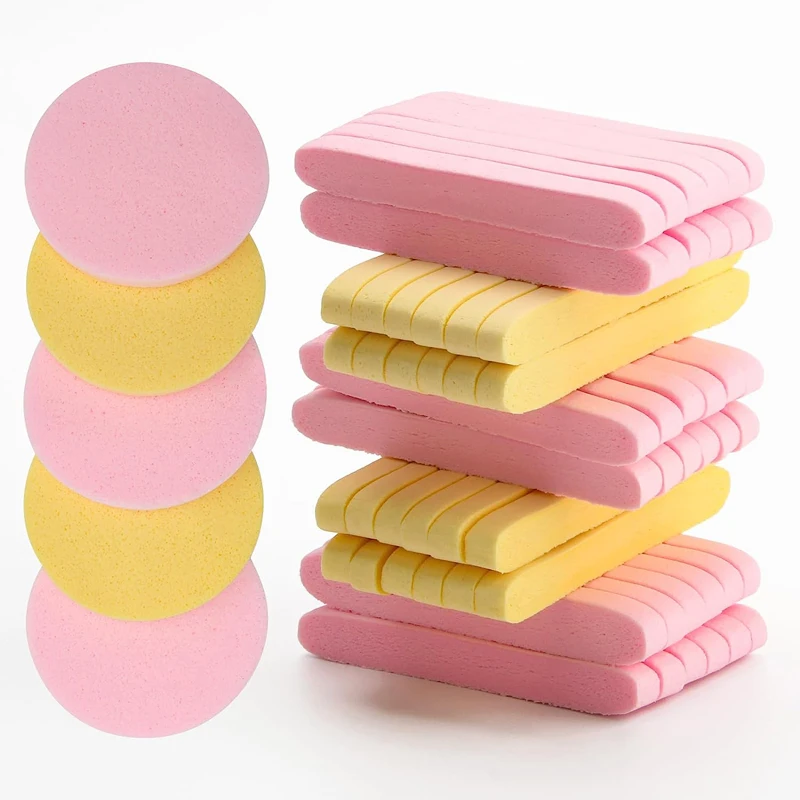 60 Pcs Facial Sponge Compressed Face Cleansing Sponge Estheticians Compressed Makeup Facial Sponge Exfoliating Removal Sponge