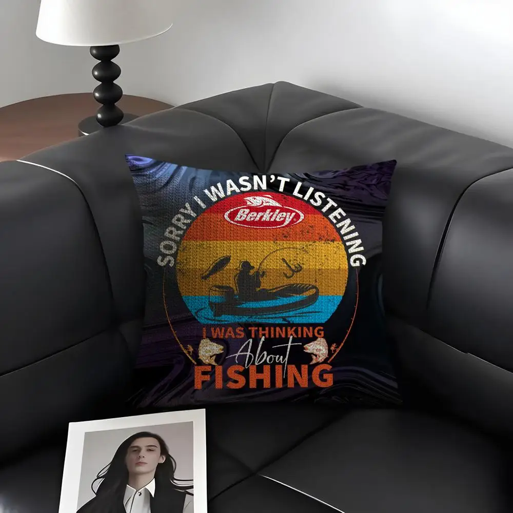 معدات صيد الأسماك العلامة التجارية B_Berkleys كيس وسادة الكتان الطبيعي النسيج العضوي الوجهين الطباعة أريكة ديكور المنزل هدية غطاء الوسادة #3