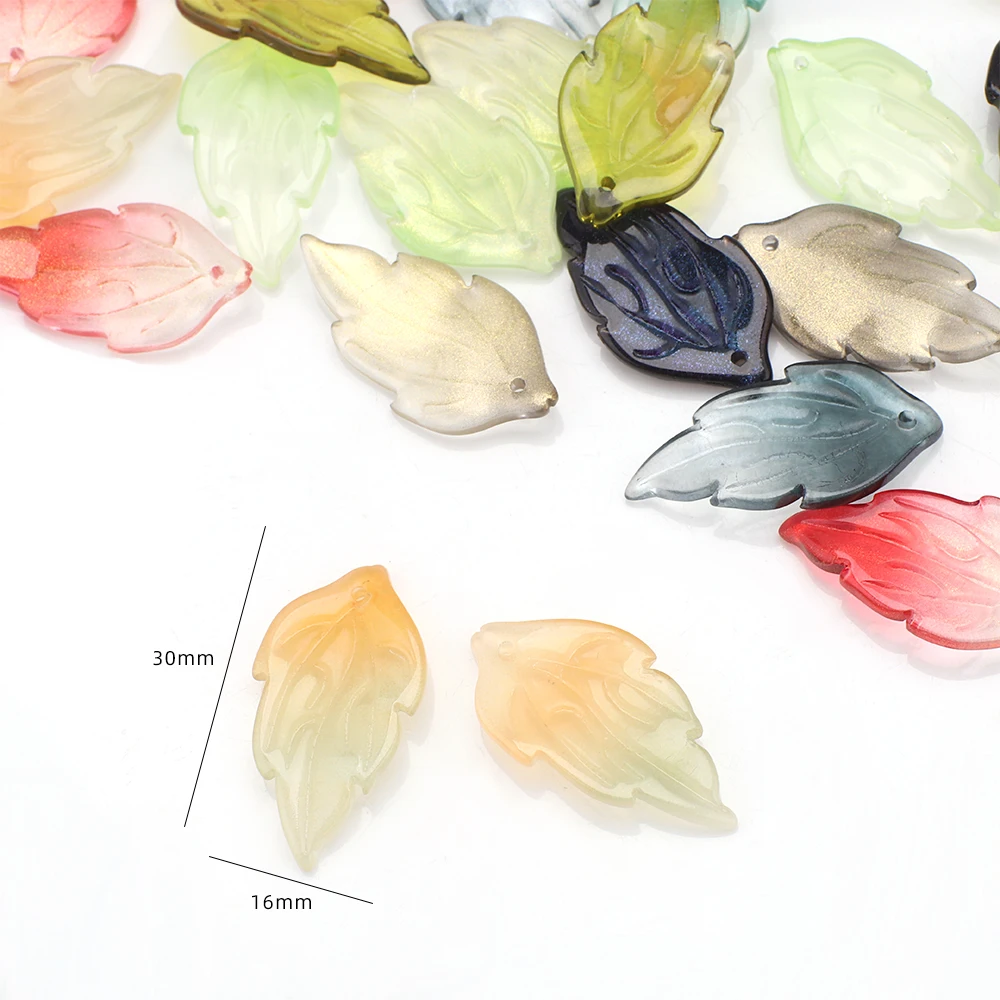 20Pcs 16x30mm Wing Shape Czech Glass Petal Leaf Beads for Needlework Earrings Bracelet Hair Sticks Jewelry Making Components DIY