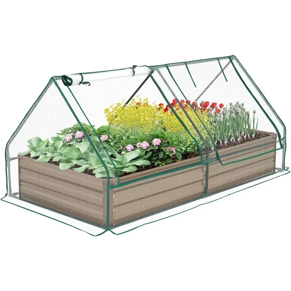 

Greenhouse for Outdoor 6x3x1FT 20pcs T-Types Tags & 1 Pair of Gloves Garden Bed With Greenhouse 2 Large Zipper Windows Dual Use