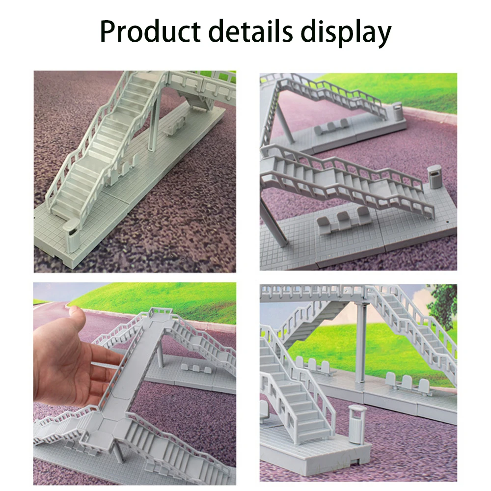 Modèle de pont de ville, Structure de construction de route urbaine avec escaliers, Kits de modèles d'affichage de scène de pont de route de rue de ville