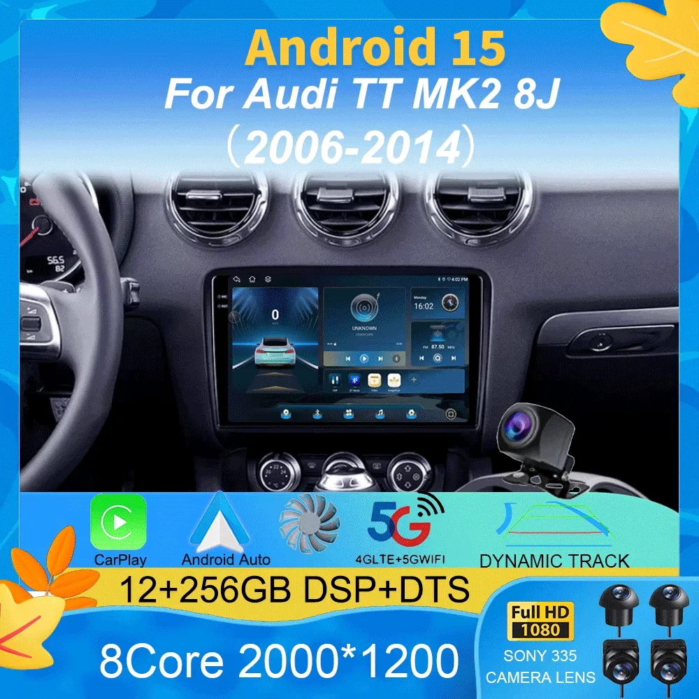 

Автомобильный радиоприемник Android 15 Carplay с экраном 2K, мультимедийный плеер для Audi TT MK2 8J 2006-2014 авторадио GPS стерео 2din, головное устройство