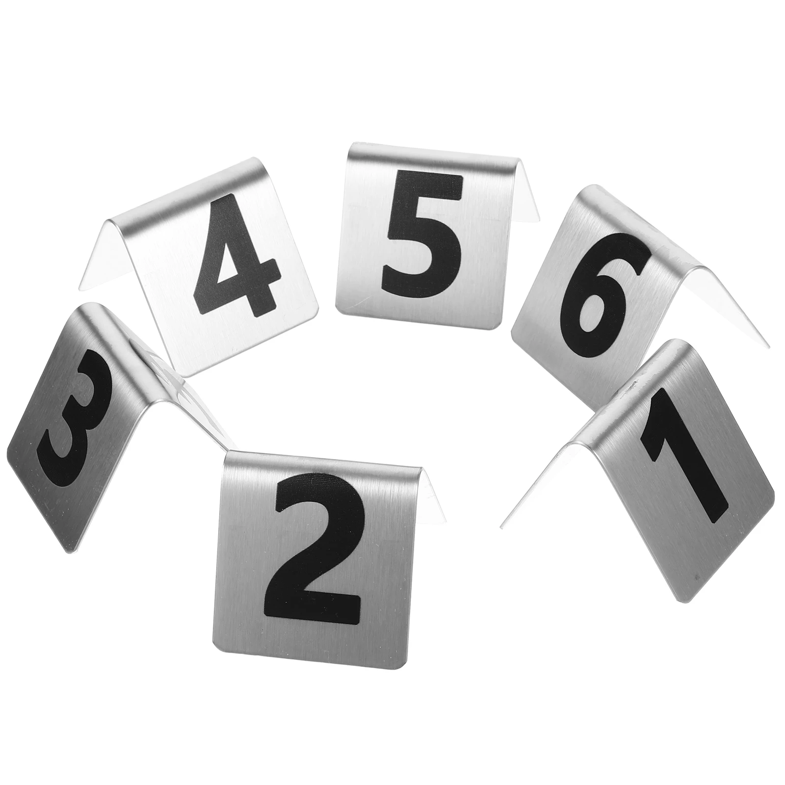 

6 Pcs Stainless Steel Table Number Plate Reserved Tent Signs Tents Rustic Numbers Restaurant Supplies Cafe Card