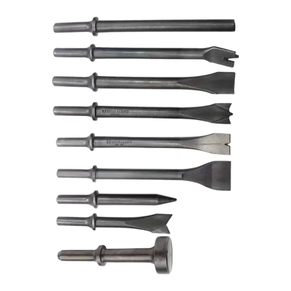 9pcs 0.401 Inch For Air Hammer Chisel Set Heat Treated Alloy Steel Bits For Pneumatic Punching Cutting Demolition Auto Repair