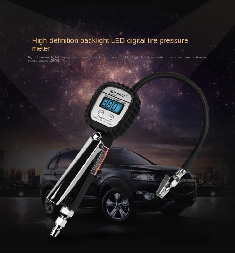 Digital car truck inflation tire pressure gauge LED night light display digital display meter vehicle tester tire inflation gun