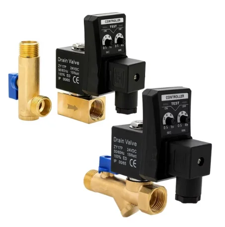 OPT-A OPT-B G1/2 Timed Auto Drain Valve with Solenoid Timer Controller Coil for Air Compressor Auto Drain Valve