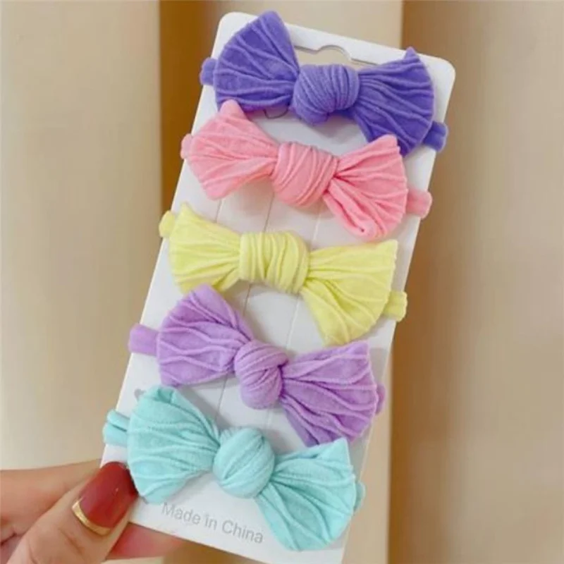 10Pcs/Lot Bow Hair Accessories Cute Elastic Rubber Bands Knot Head Rope Little Girls Towel Ring Candy Color Children Headdress