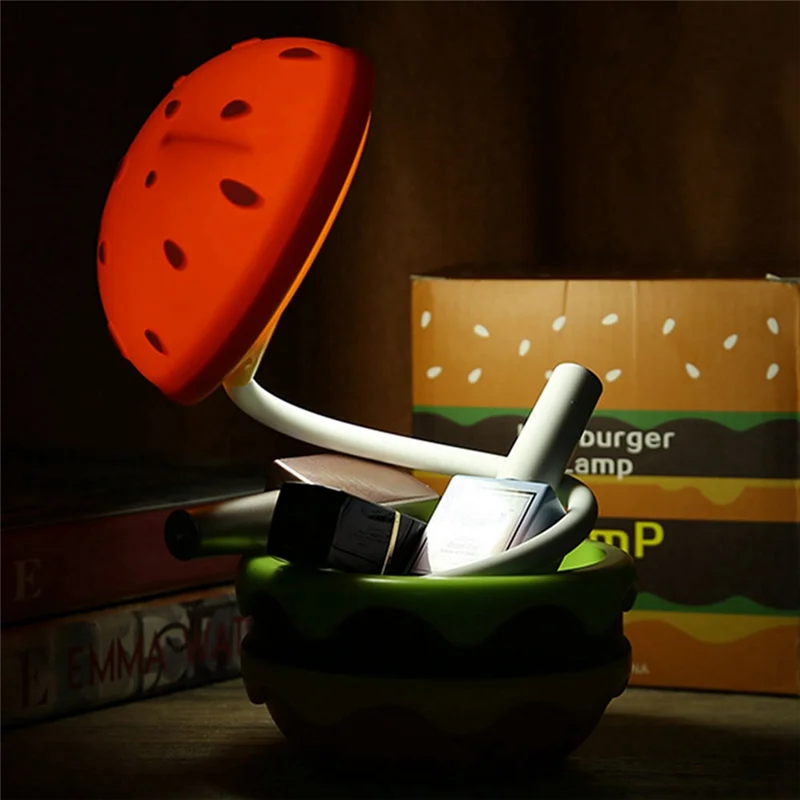 Hamburgo luz noturna do jardim de infância usb toque carregamento mesa luz retrátil regulável 3 modos presente para meninos e meninas durável