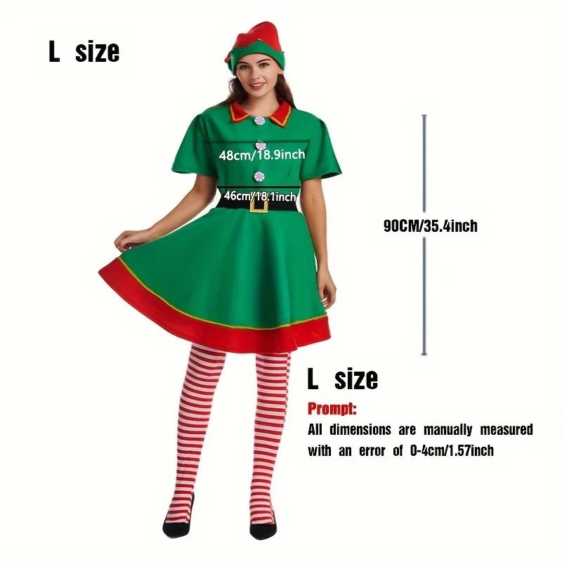 Costume de cosplay d'elfe de Noël pour enfants pour garçons filles adultes – Tenue d'elfe verte pour bal de Noël et fête